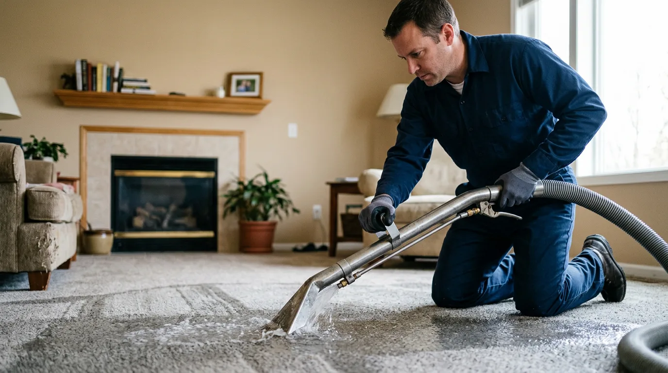 Water damage restoration technician working near Sullivan City, TX